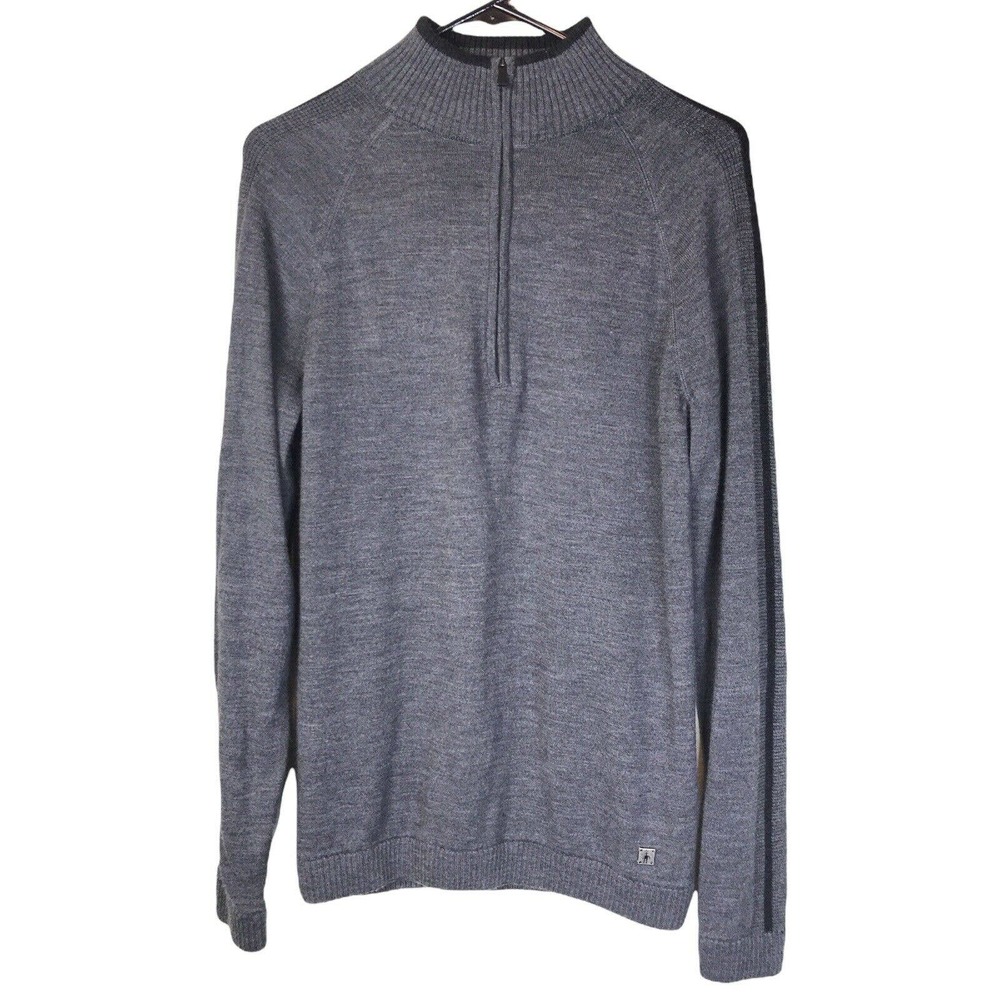 Smartwool Mens Sz S Merino Wool Blend 1/4 Zip Sweater Gray Black Stripe Pullover